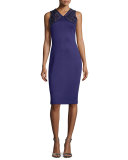 Beaded Milano Knit Sheath Dress, Viola