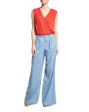 Dania Slouchy Crossover Top, Red