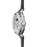 34mm Birdy Moon Phase Watch with Leather Strap, Navy/White