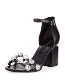 Abby Dome-Studded Tilt-Heel City Sandal, Black