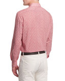Mini Floral-Print Sport Shirt, Red