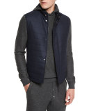 Wool/Cashmere-Blend Quilted Vest, Navy