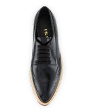 Spazzolato Leather Lace-Up Creeper, Black/Red (Nero+Scarlatto)