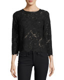 Antonia Lace Leather-Trim Top
