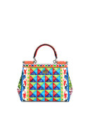 Sicily Small Maiolica-Print Satchel Bag, Multi