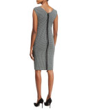Gingham Sleeveless Sheath Dress, Black/White