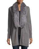 Open Cashmere Cardigan w/ Fox Fur Collar