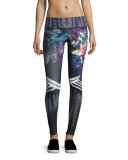 Graphic Printed Sport Leggings, Tiger Lily