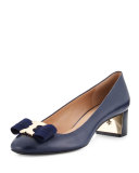 Gemini Link Bow Leather 50mm Pump, Royal Navy