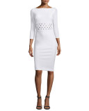 Cayley 3/4-Sleeve Grommet-Waist Dress 
