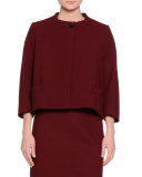 Short One-Button Jacket, Burgundy