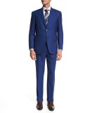 Solid Super 160s Wool Two-Piece Suit, High Blue