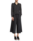 Long-Sleeve Silk Star Blouse, Blamu
