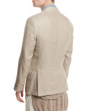 Linen-Wool-Silk Deconstructed Sport Jacket, Sand