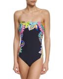 Monaco Printed Bandeau One-Piece Swimsuit