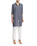 Sleeveless Cross-Dye Linen Tank 