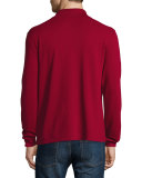 Classic Long-Sleeve Piqué Polo Shirt, Bordeaux