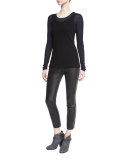 Chatel Leather Zip Leggings, Black