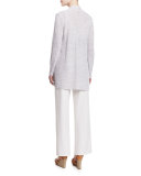 Fine Linen Grid Cardigan 
