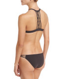 Amber Beaded Strappy Swim Bottom, Brown