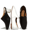 Adela Leather Block-Heel Mule, Black/White