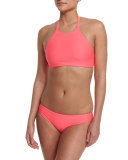 Popoyo Reversible High-Neck Swim Top, Hot Pink