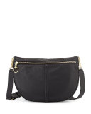 Scott Leather Half-Moon Shoulder Bag, Black