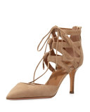 Belgravia Lattice Suede Sandal, Nude