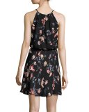 Makana Floral-Print Sleeveless Dress, Black