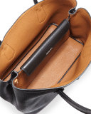 Vitello Daino Medium Double Bag, Black/Tan (Nero+Cuoio)