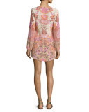 Kialu Long-Sleeve Shift Dress, Natural