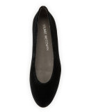 Chicflat Velvet Almond-Toe Flat, Black