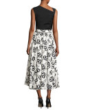 Sleeveless Cotton-Blend Bow Top, Black