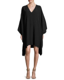 Gaelle V-Neck Caftan Dress, Black