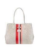 Roseau Club Striped Tote Bag, Chalk