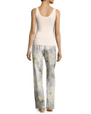 Blaze of Blossom Lounge Pants, Blue Pattern