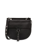 Jane Leather Saddle Crossbody Bag, Black