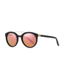Dalziel Round Iridescent Sunglasses, Black/Lilac