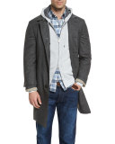 Wool Single-Breasted Coat, Lignite