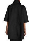 Oversized Half-Sleeve Wrap Coat, Black