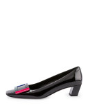 Belle Vivier Patent Pump, Black/Multi