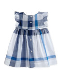 Mini Amanda Sleeveless Check Dress, Ink Blue, Size 6M-3