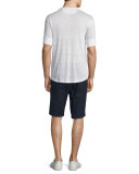 Short-Sleeve Linen Henley Shirt, Linen White