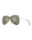 Goste Geometric Sunglasses, Gold/Tortoise