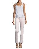 Sateen Skinny Cropped Jeans, Pink
