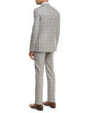 Plaid Super 130s Wool Two-Piece Suit, Light Gray
