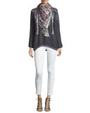 Jewel Georgette Lace-Inset Tunic, Plus Size