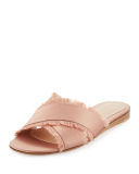 Satin Crisscross Fringe Slide Sandal