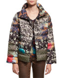 Floral-Airbrush Puffer Jacket, Multi