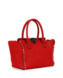 Rockstud Rolling Small Double-Handle Tote Bag, Red